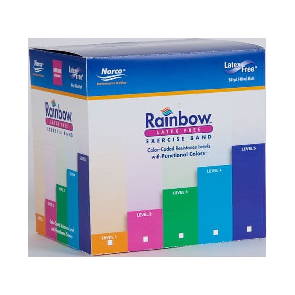 North Coast Medical Rainbow™ Latex-Free Exercise Band, 50 Yard Roll / Medium