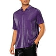 thumbnail image 4 of INSPIRE CHIC Glitter Polo Shirts for Men's Shiny Tops Short Sleeve Disco Metallic Polo S Purple, 4 of 5