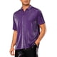thumbnail image 4 of Camisetas Polo Brillantes INSPIRE CHIC para hombres, Tops Brillantes de Manga Corta, Polo Metálico XL Púrpura, 4 of 5