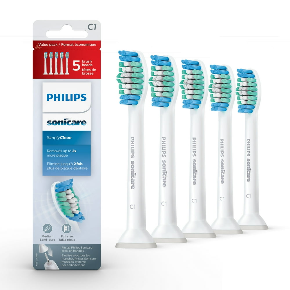 Philips Sonicare Simplyclean (C1) Replacement Toothbrush Heads, 5 Pack
