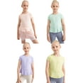 thumbnail image 3 of 4PACK Kids Big Girls Dance Sports Shirts Athletic Running Gymnastics Yoga Tee Tops 5-12 Years, 3 of 8