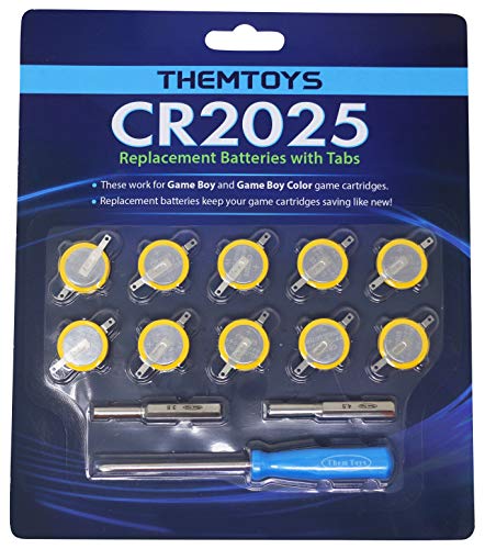 Tabbed CR2025 Batteries 10-pack, 2025 Battery Pokemon Gameboy Cartridge Battery CR2025 Battery 