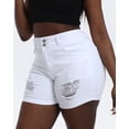 thumbnail image 3 of Gocolloa Womens Plus Size Jean Shorts High Waisted Stretchy Ripped Frayed Folded Hem Denim Shorts White 14W, 3 of 4