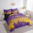 thumbnail image 3 of jejeloiu Football Sport City 7pcs Bedding Comforter Set,Purple Yellow Helmet Queen Bedding Sets For Rugby Lover Reversible, 3 of 8