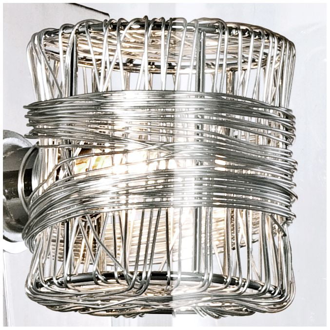 Possini Euro Design Wrapped Wire Modern Wall Light Sconce Polished Chrome Hardwired 5 1/4 High Fixture Clear Glass for Bedroom Bathroom Hallway