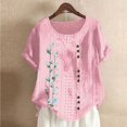 thumbnail image 4 of Birdeem Blouses pour Femmes Mode Imprimée Confortable Ample Manches Courtes Blouse Boutonnée Col Rond Décontracté, 4 of 12
