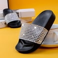 thumbnail image 5 of Kids Flip Flops Sandals Toddler Girls Shining Slides Soft Bottom Anti Slip Shower Beach Pool Shoes Slip on Summer Slippers Black 1.5M(35), 5 of 9