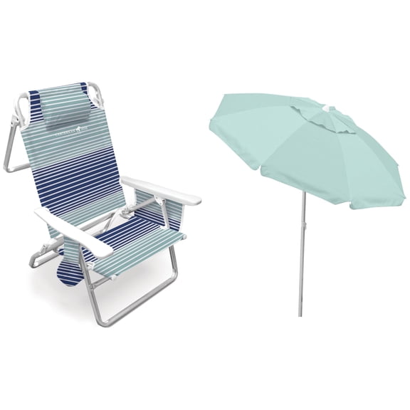 Caribbean Joe Beach Kit: 2 Chairs and 1 Beach Umbrella - Mint (Save 20%)