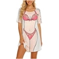 thumbnail image 2 of Pounoo Maillots de Bain pour Femmes, Manches Courtes Imprimées, Coupe Décontractée, T-Shirts Légers et Confortables, Style Décontracté de Rue, Cadeau d'Été, 2 of 6