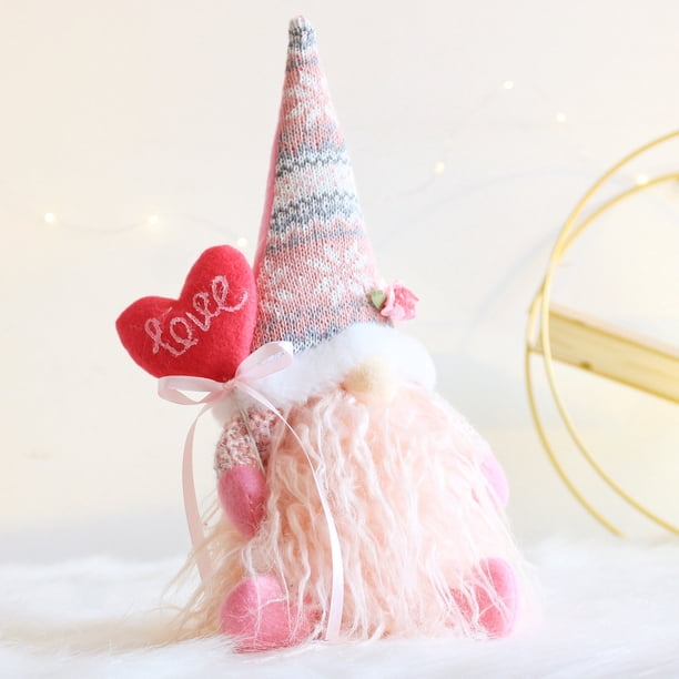 Xihbxyly Muñeca Decorativa de San Valentín, Gnomo Sin Rostro con Forma de Corazón, Exquisito Diseño Artesanal, Regalo de Recuerdo Único, Decoración Romántica para El Hogar, Versátil para Escritorio y