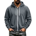 thumbnail image 3 of Byworldtasic Plus Size Hoodies for Men Hooded Sweatshirt Basic Zip-Up Jersey Jacket Long Sleeve Top with Pockets, 3 of 5