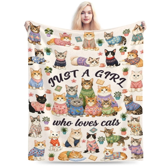 Cute Cat Lover Blanket Gift Throw Blanket Cozy Soft Home Decor Gift for Women and Cat Moms 50x40