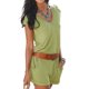thumbnail image 3 of Greeniant Mono de verano liso de algodón con cuello en V para mujer, mono de manga corta para niña Deportes acuáticos ejercito verde L, 3 of 5