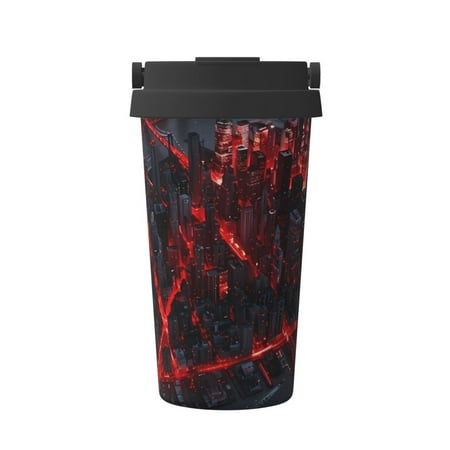 

Salouo Cyberpunk Cityscape Lights Print Coffee Travel Mug Spill Proof with Lid-Stainless Steel Vacuum Insulated Tumbler - Thermos Cup for Keep Hot/Ice Coffee Tea and Beer