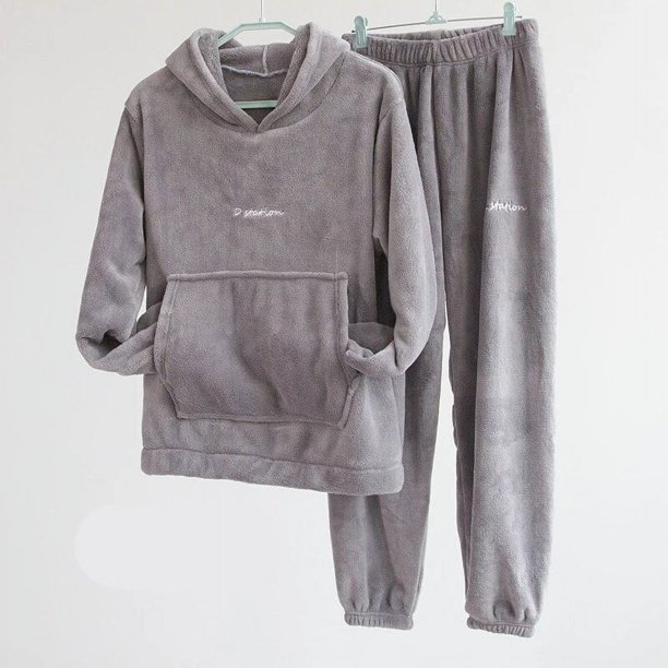 Conjunto de Pijama de lana Coral para hombre y mujer, ropa de dormir gruesa, holgada, suave y cálida, para el hogar, Invierno