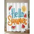 thumbnail image 4 of Fsddascl Hello Summer Shower Curtain Set - 54" x 78" Washable Bathtub Curtain with 12 Hooks, Watercolor Watermelon Tropical Fruit Waterproof Fabric Stall Shower Curtains for Bathroom/Bathtub Décor, 4 of 6