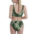 thumbnail image 3 of Daiia Tropical Palm Leaves1 printed 2 piece Swimsuit Bikinis for Women High Waisted Racerback Bathing Suits Summer Tummy Control Scoop Neck Swimwear-Small, 3 of 8