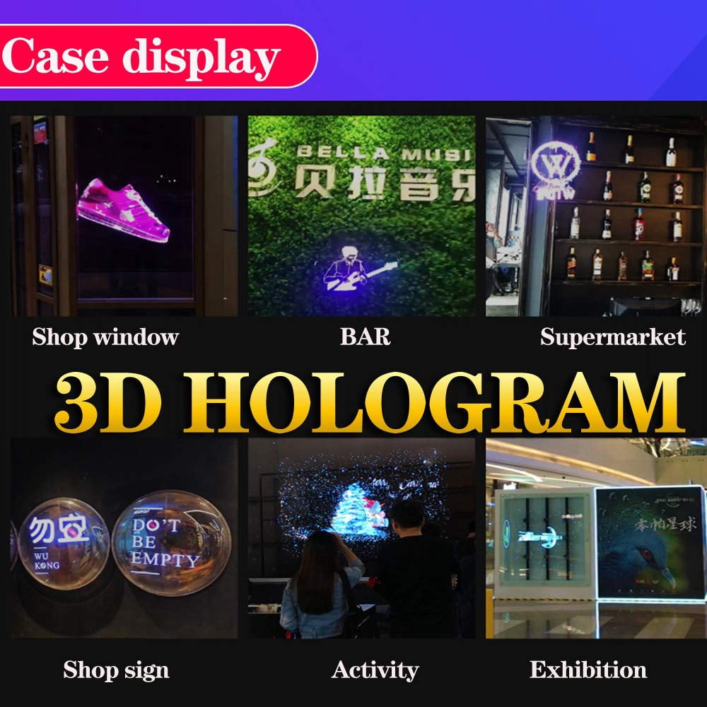 3D Hologram Fan,16.9 Inch 3D Hologram Projector Advertising Display with 1.2 Inches Thick, Hologram Fan for Business Store Signs,Bar,Casino,Party,halloween