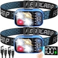 thumbnail image 2 of 2 PCS Flashlight 1500 Lumen Headlamp Bright LED White Red Warm Light, Rechargeable Headlight Waterproof Motion Sensor, Camping Essentials, Hiking Survival Gear, Fishing, Emergency Supplies, Blue, 2 of 8