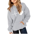 thumbnail image 5 of Ruyang Hoodie for Girls Heartbeat Heart Print Lightweight Long Sleeve Pullover Sweatshirt Toddlers Back to School Clothes, 5 of 6