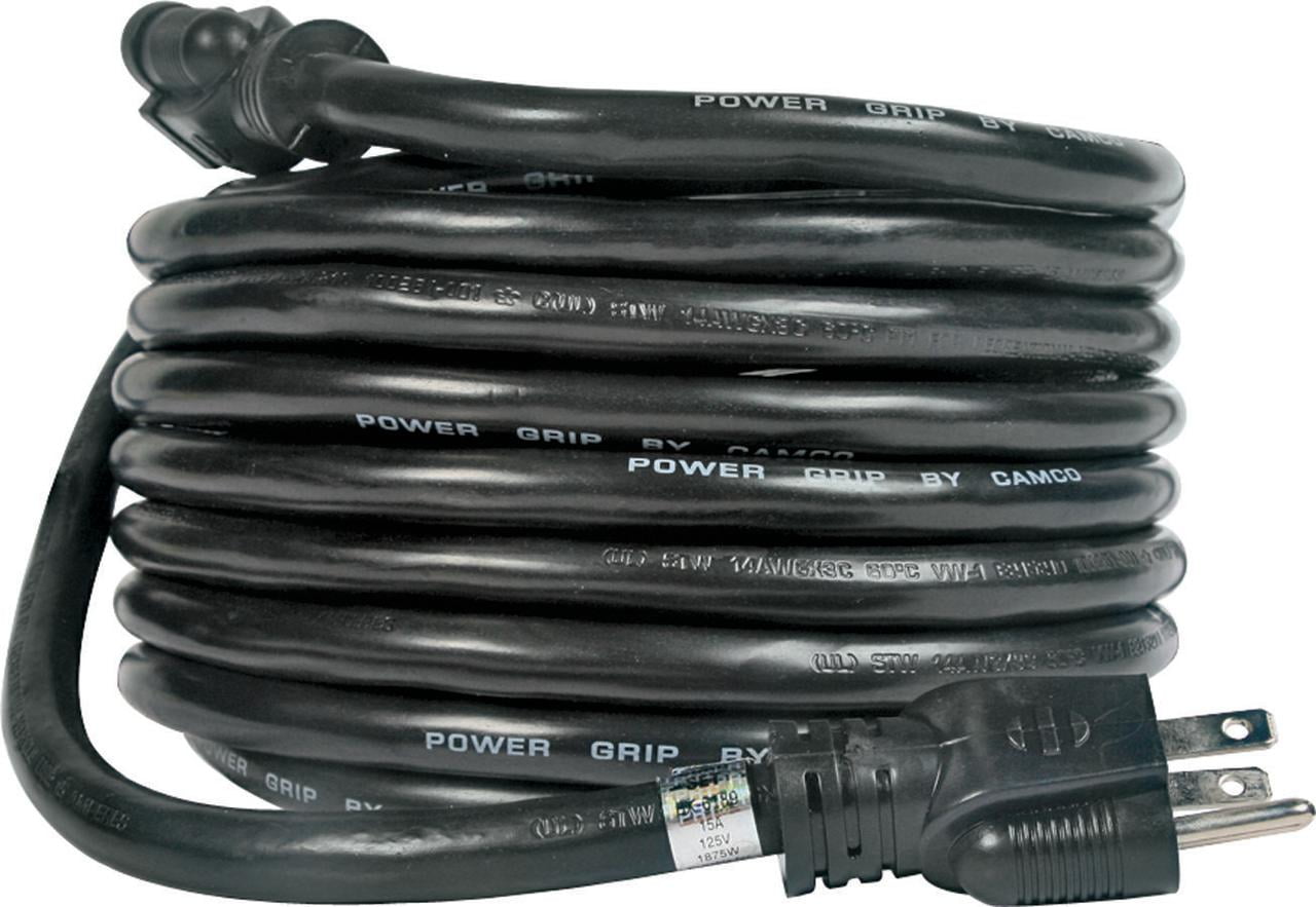 Camco 55142 15-Amp 30' Extension Cord, Black - For RV, Mobile Home and Household Use