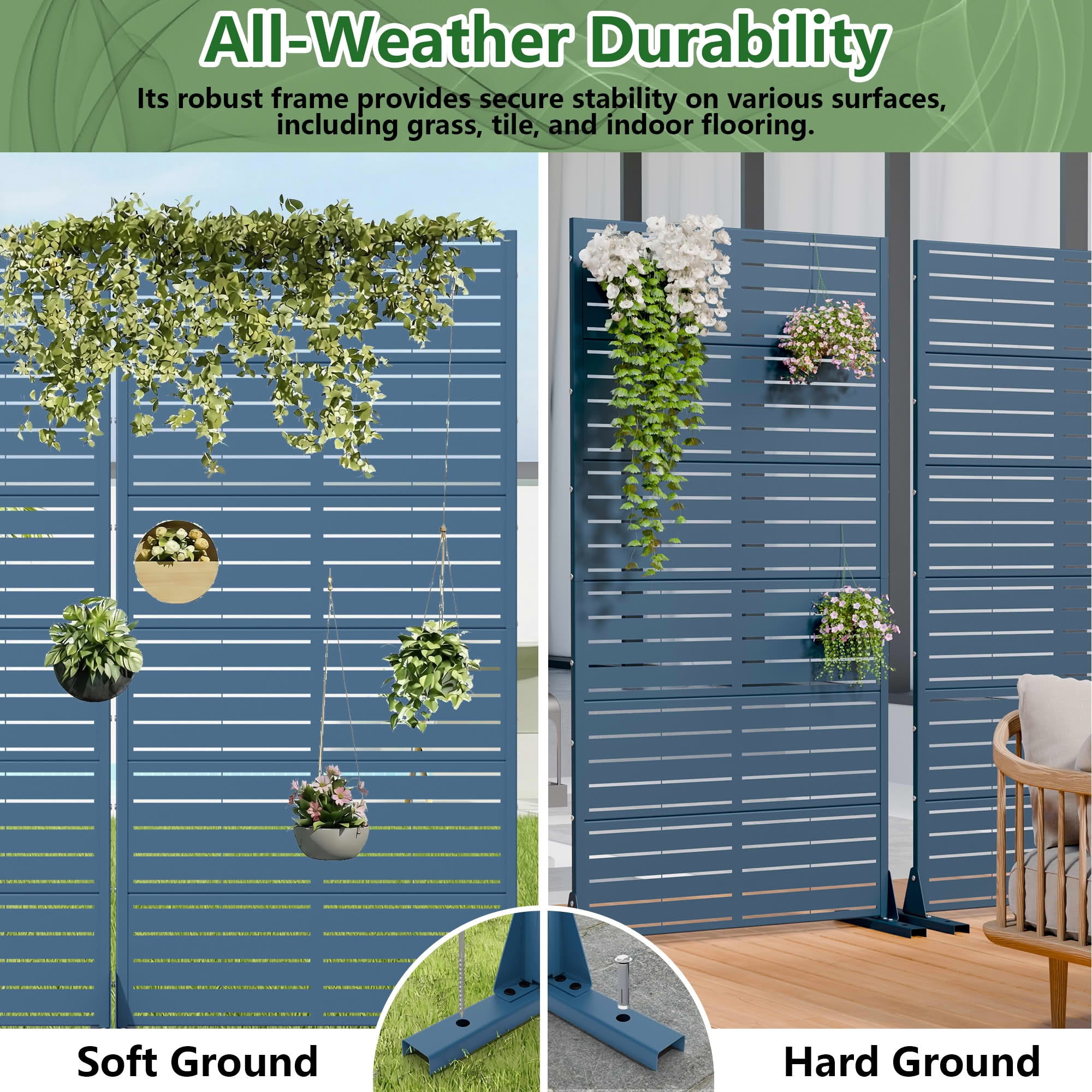 MAYEERTY 2-Piece Outdoor Metal Privacy Screen 6ft × 3ft Starry Night Blue, 6-Panel Classic Louvered, Weatherproof for Patio