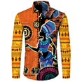 thumbnail image 3 of Camisas con cuello vuelto y botones con estampado dashiki africano para hombre, blusas casuales de manga larga, ropa de calle de estilo étnico, camisa, 3 of 5