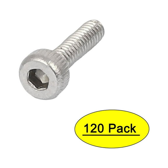 M2 x 8mm 0.4mm Pitch 304 Stainless Steel Hex Socket Head Cap Screw DIN912 120pcs
