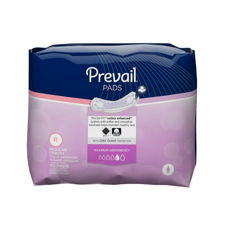 - Prevail Bladder Control Pad 11 Inch Length Heavy Absorbency Polymer Female Disposable BG/48 PK/2