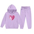 thumbnail image 6 of Zefriona Kids Casual Heart Graphic Long Sleeve Hoodie and Cuffed Tracksuit Pants Set 2-13Y Purple Size 3T, 6 of 6