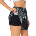thumbnail image 3 of Lsque Forest Black Ghost Warrior Printed Women's Running Shorts with Liner Pockets,Elastic Quick Dry Workout Athletic Gym Yoga Shorts,Womens High Waist Shorts-Large, 3 of 9