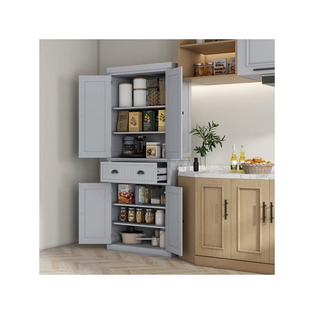 HOMCOM 72" Kitchen Pantry, Tall Storage Cabinet, Freestanding Cupboard
