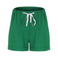 thumbnail image 4 of Lenpel Women's Shorts Trendy Elastic High Waisted Drawstring Eyelet Embroidered Comfy Lounge Shorts Casual Summer Shorts with Pockets, 4 of 6