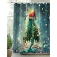 thumbnail image 3 of Coastal Christmas Waterproof Fabric Shower Curtain, Xmas Pine Tree Ocean Beach Green Shower Curtain for Bathroom Curtains Bathtubs Hotel Washable Shower Curtains with 12 Hooks Standard 60x72, 3 of 6