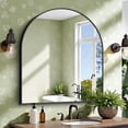 thumbnail image 2 of Arched Wall Mirror 24x20 Inch Black Metal Frame Tempered Glass Large Decorative Crystal Clear Shatterproof Mirror for Entryway Living Room Mantel Bathroom, 2 of 9