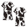 thumbnail image 5 of Salouo Cow Skin 2 Print Short Sleeve Sleepshirt for Womens Comfy Nightgown Scoopneck Cute Nightdress Ruffle -3X-Large, 5 of 7