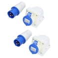 thumbnail image 3 of 3 Pin Circular Power Plugs,  Mounted 2P+E 220-250V 16A Industrial Plug Socket Brass Interface  For Electrical Equipments, 3 of 8