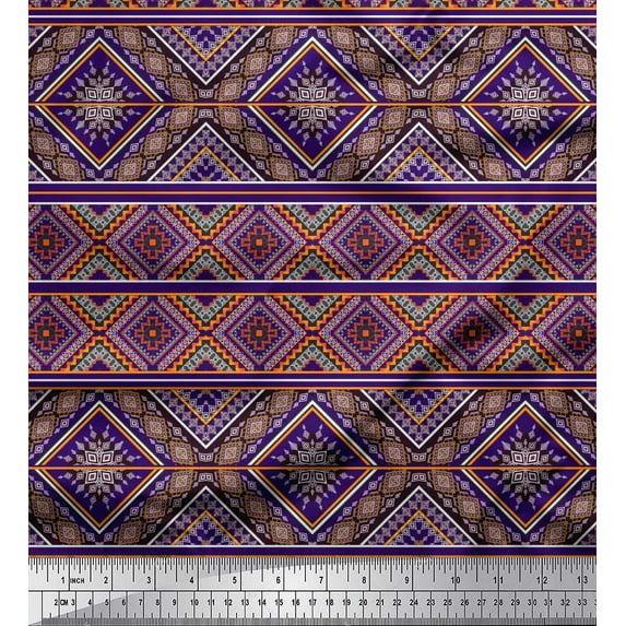 Soimoi Modal Satin Fabric Geometric Southwestern Fabric Prints by Yard 42 Inch Wide
