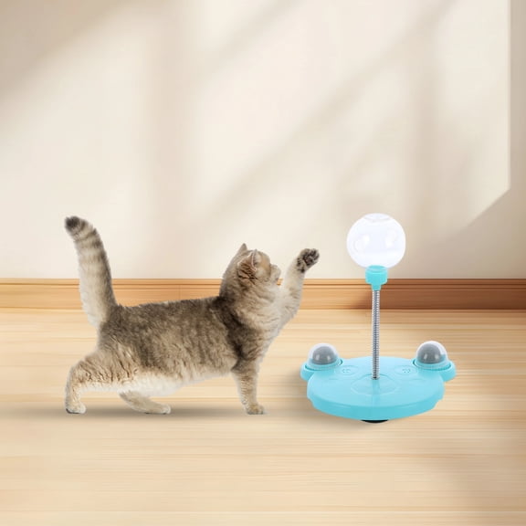 Cat Treat Dispenser Interactive Toy, Anti-Slip Cat Feeding Ball with Catnip, Cute Bear-Shaped Base, Spring Stand, Calming Treats for Pets, Encourages Play & Mental Stimulation