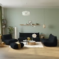 thumbnail image 3 of Magic Home Modern Sectional Sofa Togo Sofa Lazy Sofa Foam Couch Floor Sofa Velvet Couch for Living Room and Apartment,6 Seat Sofa and Ottoman,Black, 3 of 10
