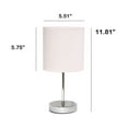 thumbnail image 3 of Nauru 11.81" Traditional Petite Metal Stick Bedside Table Desk Lamp In Chrome With Fabric Drum Shade, 3 of 7