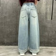 thumbnail image 5 of Kids Girls Jeans Denim Elastic Wasit Wide-Leg Palazzo Denim Pants Teen Girl Clothes for Toddler Girls 16-17 Years Cute&nbsp;Girl&nbsp;Clothing, 5 of 9