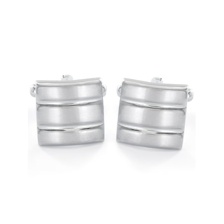 Men's Square Double Grooved Stainless Steel Cufflinks