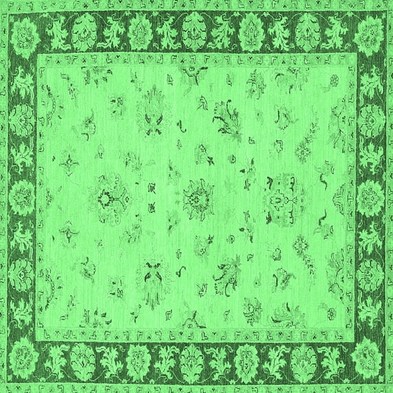 Ahgly Company Indoor Square Oriental Emerald Green Traditional Area Rugs, 5' Square