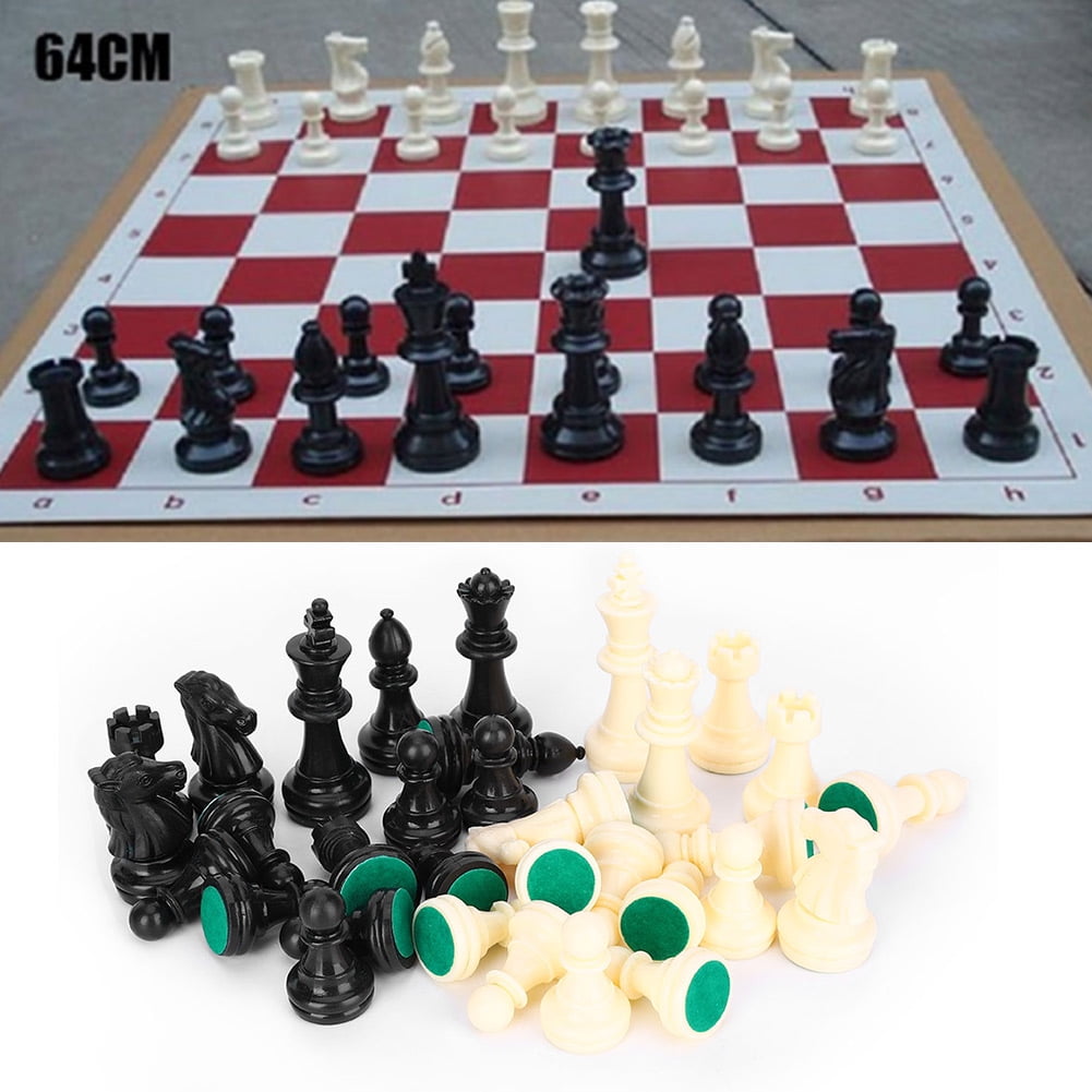 Medieval Chessman Complete Set of Chessmen Plastic Chess Pieces Board Game 32pcs