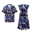 thumbnail image 4 of Garronmavis Purple Hibiscus Matching Outfits for Couples Husban and Wife Clothing Men's Short Sleeve Summer Casual Shirt and Women's V-neck Dress Size XL A-Line Beach Party Dress, 4 of 7