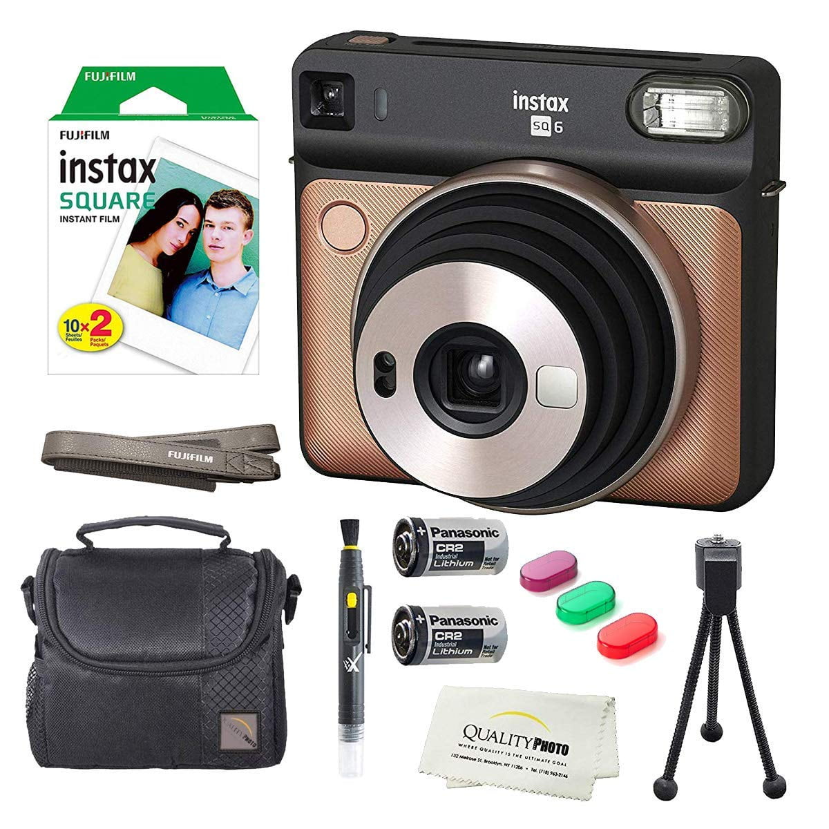 Fujifilm Instax SQUARE SQ6 Instant Film Camera (Blush Gold) + instax