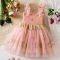 thumbnail image 5 of Girls Spring Dress Fly Sleeves Mesh Embroidery Holiday Party Dress Dance Party Dresses Girl Dresses Pink 1 Years-2 Years, 5 of 7