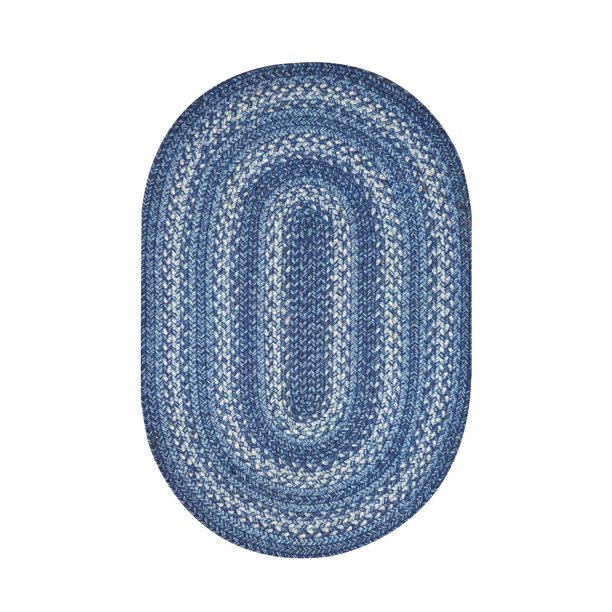 Oval Denim Jute Braided Rug 8 x 10'