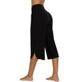 thumbnail image 4 of Capri Pants for Women 2025 Solid Color High Waisted Loose Wide Leg Yoga Capris with Pockets Womens Cropped Pants, 4 of 6
